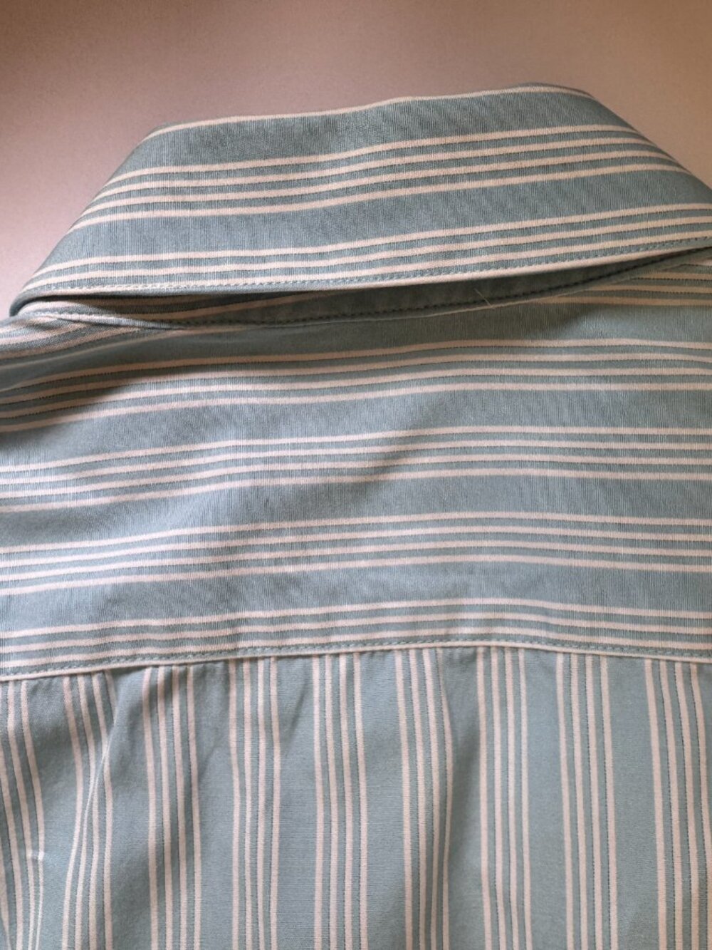 Andrea BeckeR Blue White Striped Cotton Blouse Vintage Button Front Size M - Picture 9 of 10